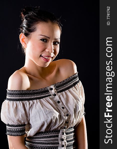 Stylish asian young woman face expression. Stylish asian young woman face expression