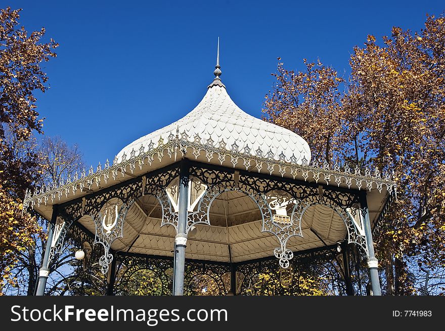 Detail of a beautiful ironwork bandstand roof. Detail of a beautiful ironwork bandstand roof