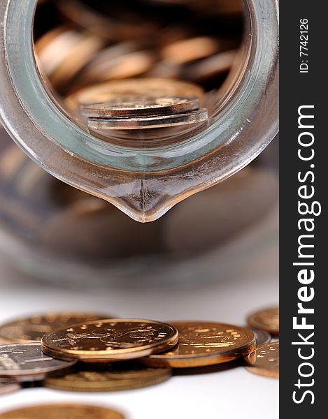 Glass Bottle Full Of Coins