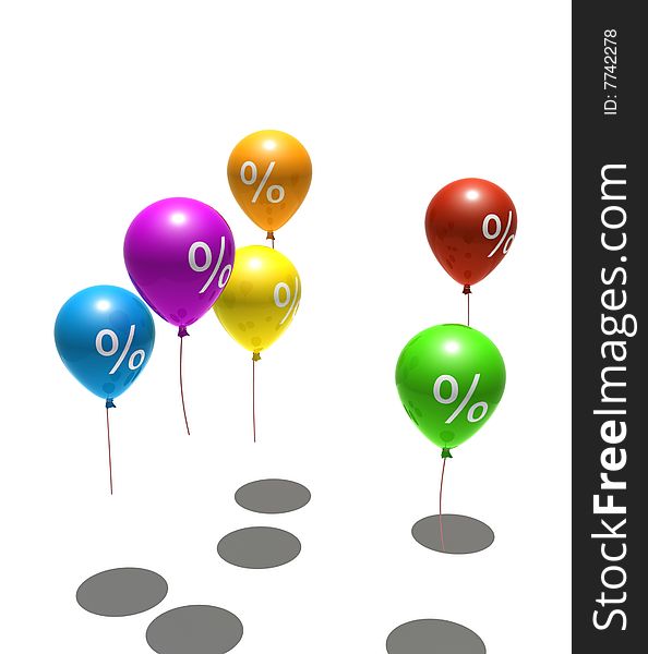 Balloons with percent symbols