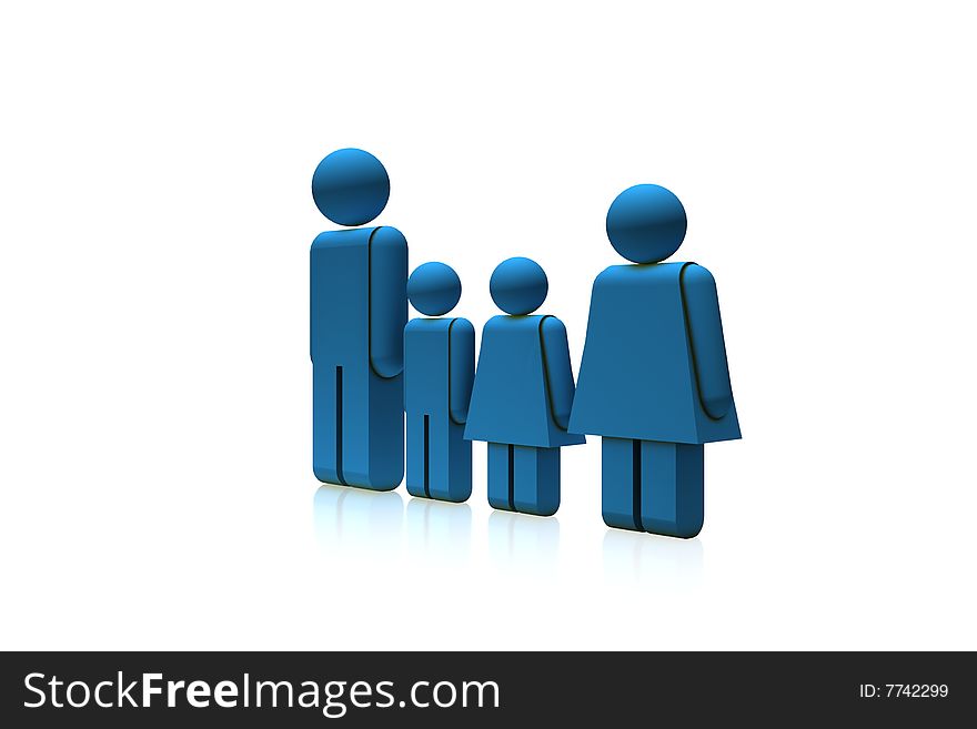 Family silhouette - 3d render isolated illustration