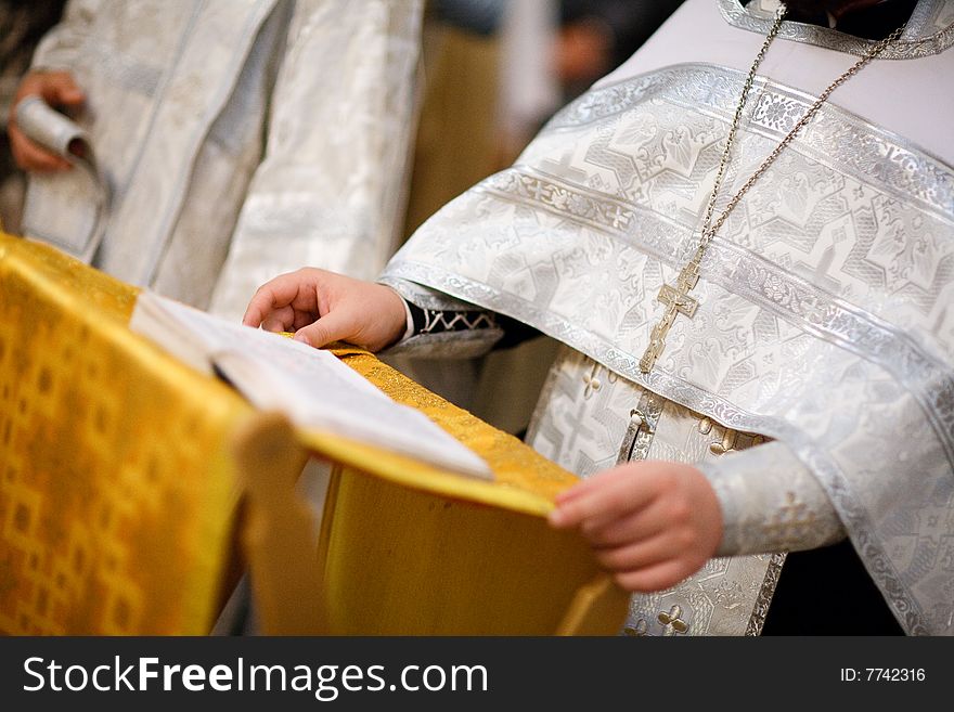 Reading Bible in the church