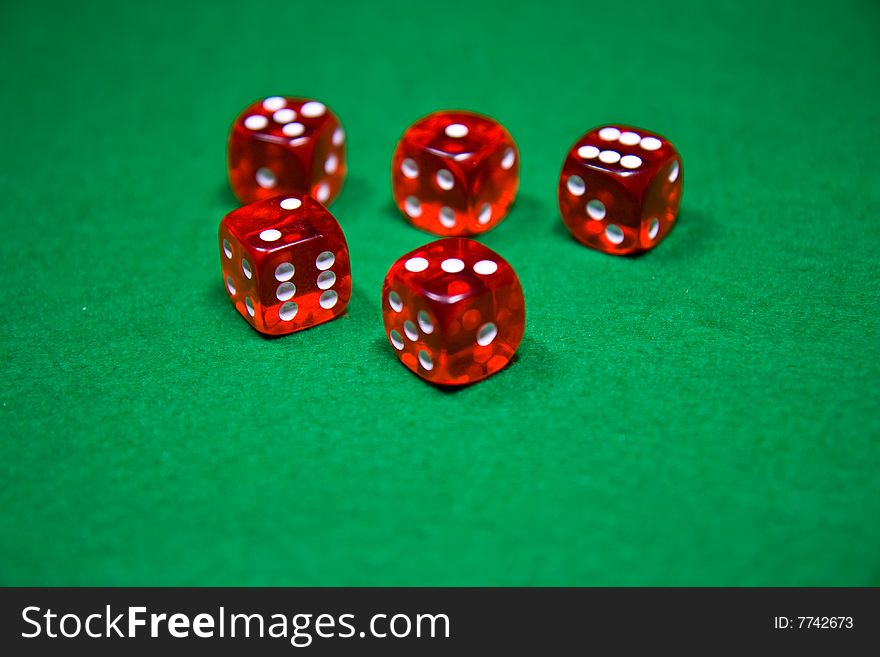 Red transparent dice for poker