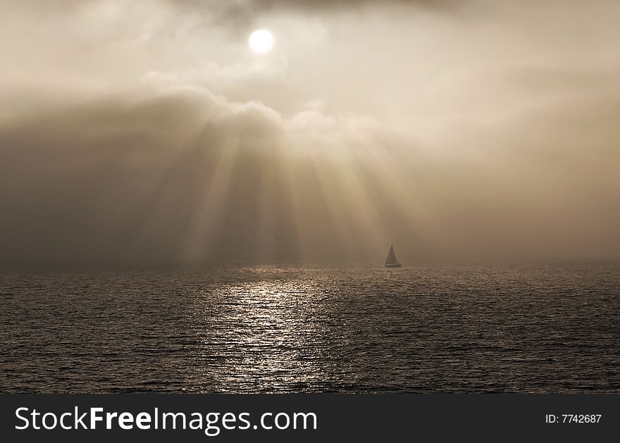 Foggy and cloudy view from santa monica pier. Foggy and cloudy view from santa monica pier.