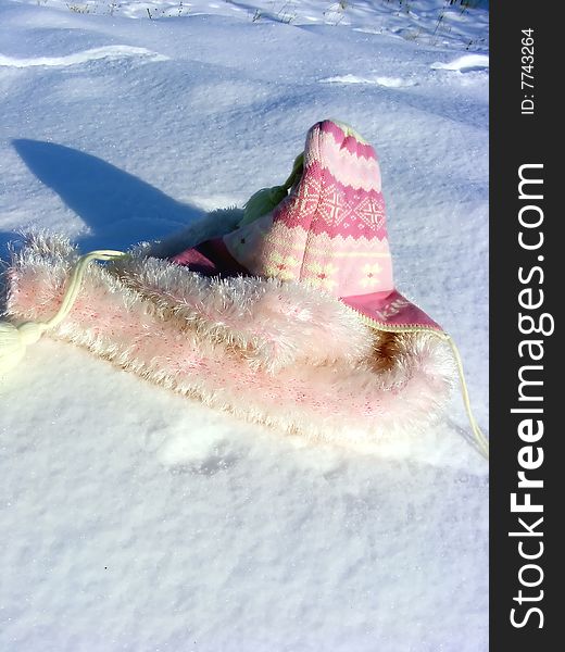 Hat on the snow - close up