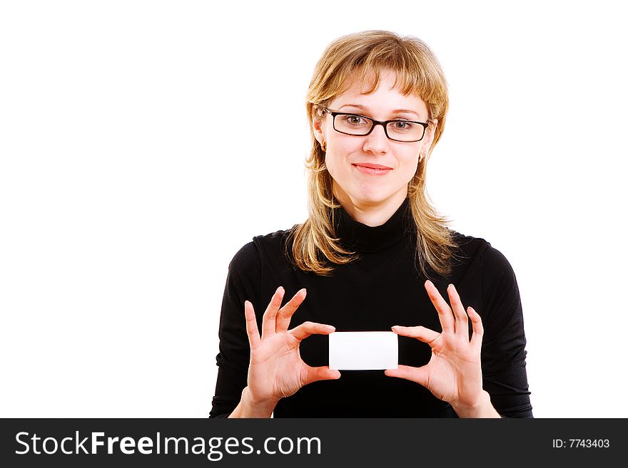 Girl With Paper For Text