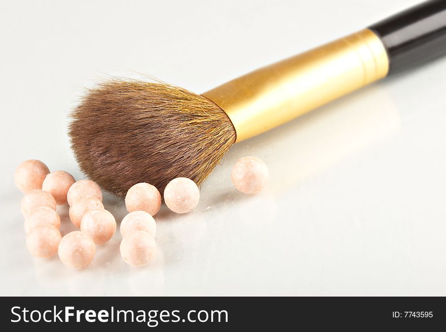 Still life with cosmetics on the white background