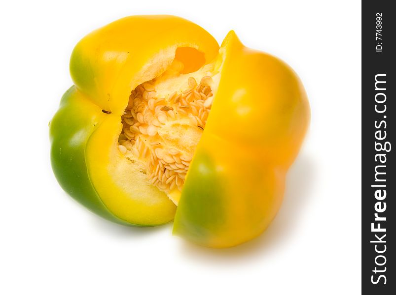 Yellow sweet pepper on a white background. Isolation.