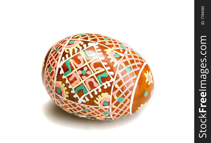 Decorated egg for easter on white ground