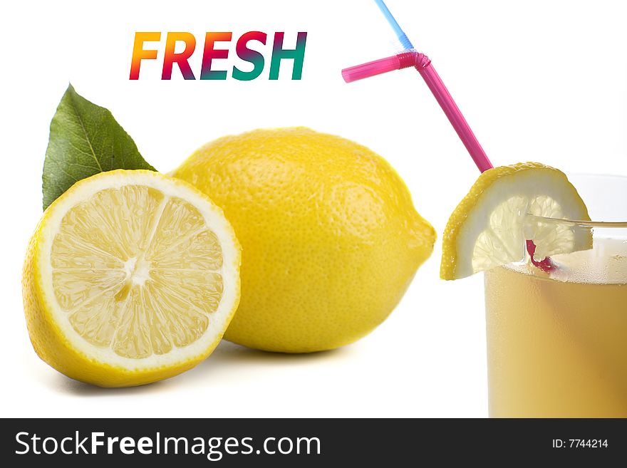 A photo of two fresh lemon and cocktail