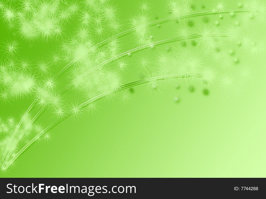 Green background with snowflakes. Very tender and delicate