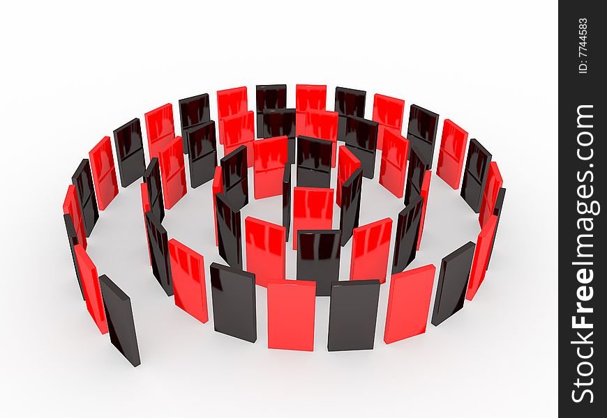 An Isolated Black And Red Domino Blocks