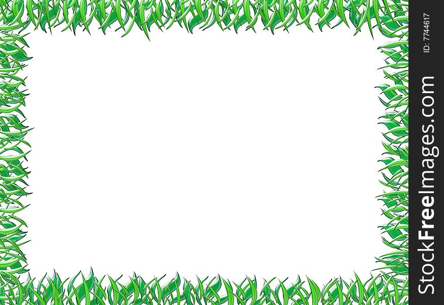 Grass vintage frame, green floral frame. Grass vintage frame, green floral frame