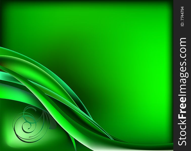 Green floral design on green background. Green floral design on green background