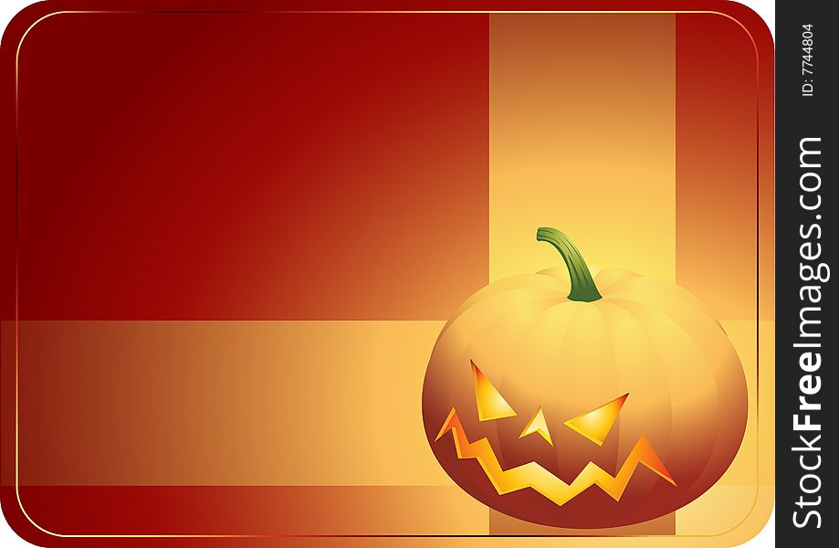 Halloween card with smiling pumpkin. Additional vector format in EPS (v.8).