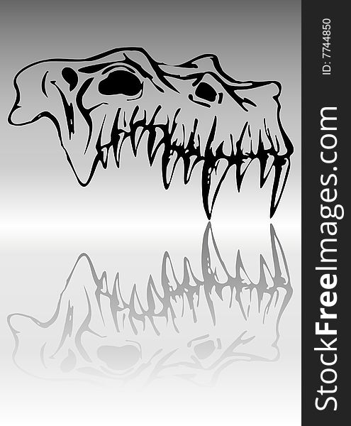 Skull of demon - traced image with reflection. Additional vector format in EPS (v.8).