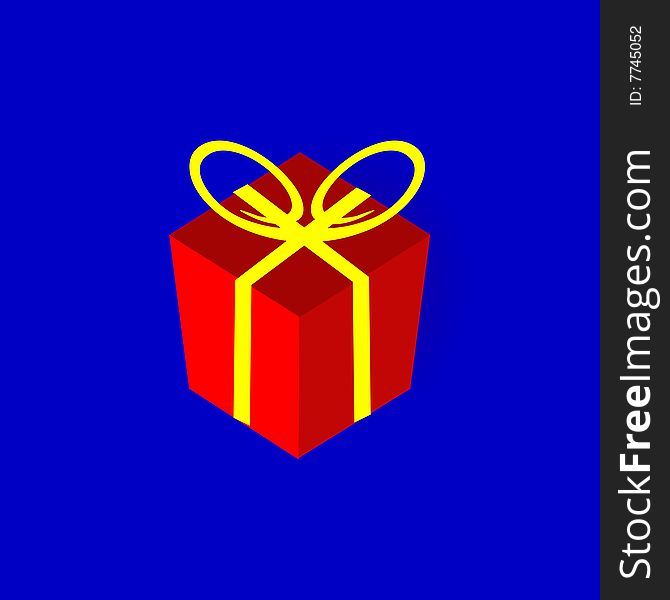 Gift on a blue background - a computer generated image