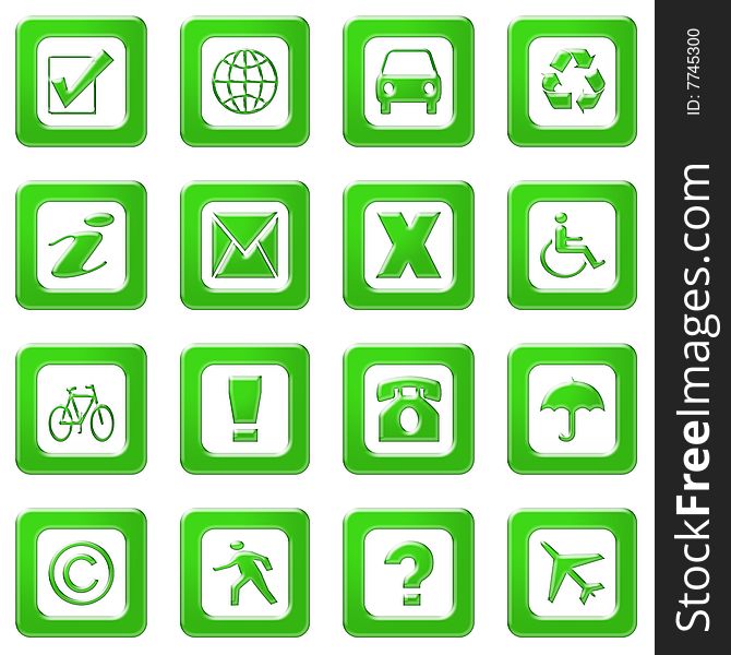 Web icons, crystallized green color