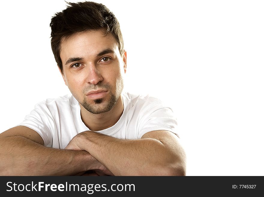 Portrait of Young Man on white background
