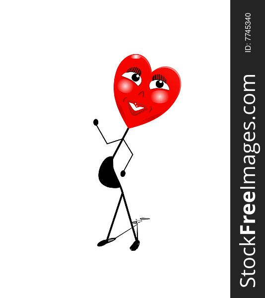 Illustrated pregnant stick figure with heart face