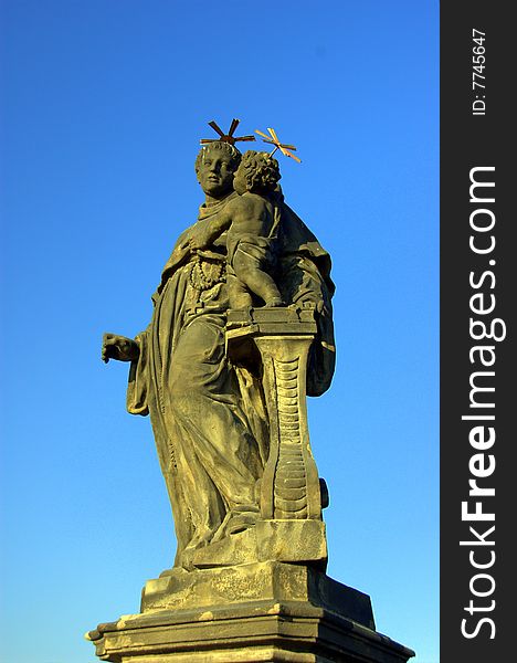 Charles bridge statue in Prague