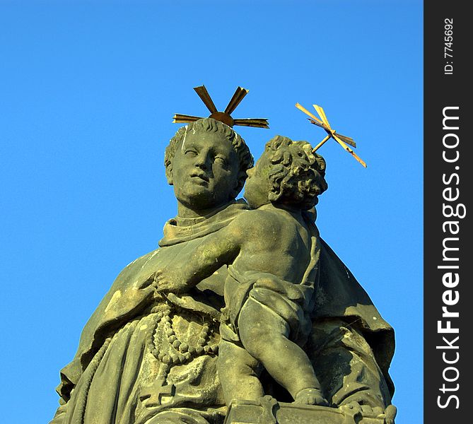 Charles bridge statue in Prague