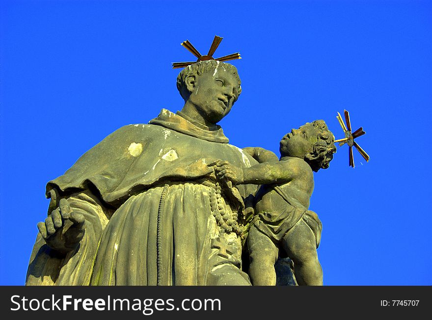 Charles bridge statue in Prague