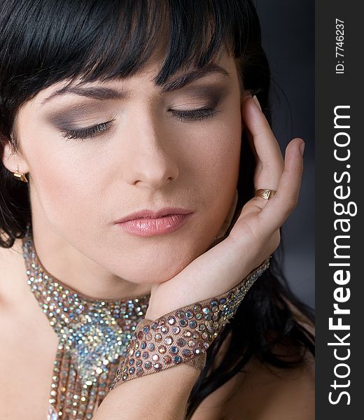 Fashion model with beautiful evening make-up. Fashion model with beautiful evening make-up