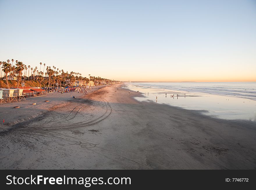 A birds-eye view of the Southern California coast at evening. A birds-eye view of the Southern California coast at evening.