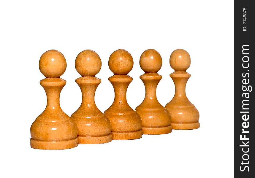 Teamwork concept. Chess figures bishops. Isolated on a white background. Studio work.