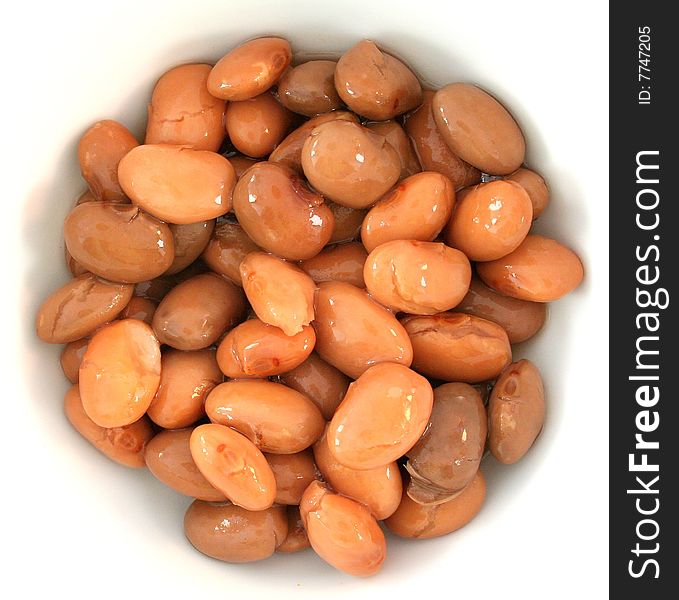 Brown beans on white background
