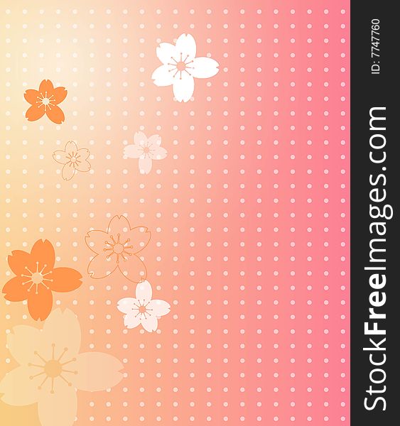 Vivid, colorful, repeating cherry flower background. Vivid, colorful, repeating cherry flower background