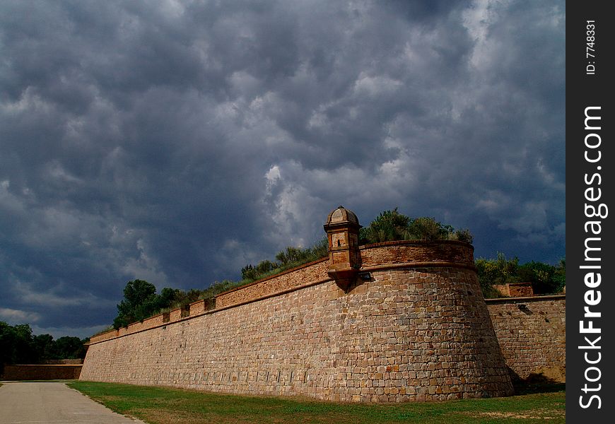 Fortified wall in barcelona, spain. Fortified wall in barcelona, spain