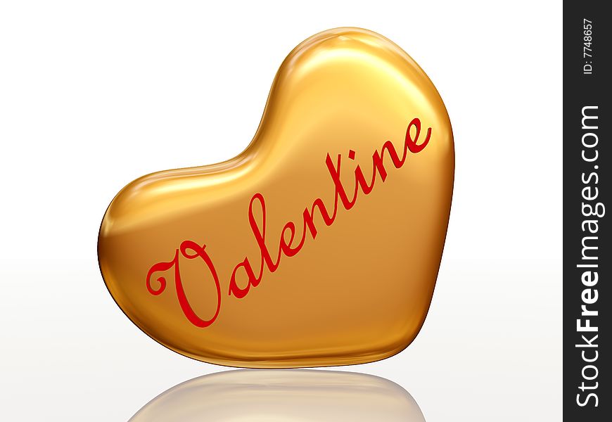 Valentine In Golden Heart