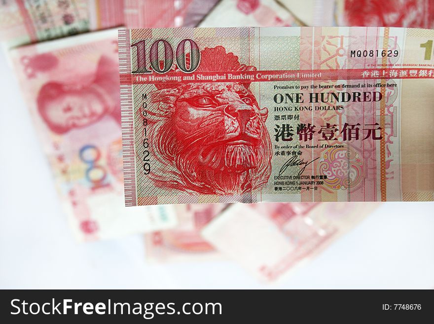 One hundred Hong Kong dollar note. One hundred Hong Kong dollar note