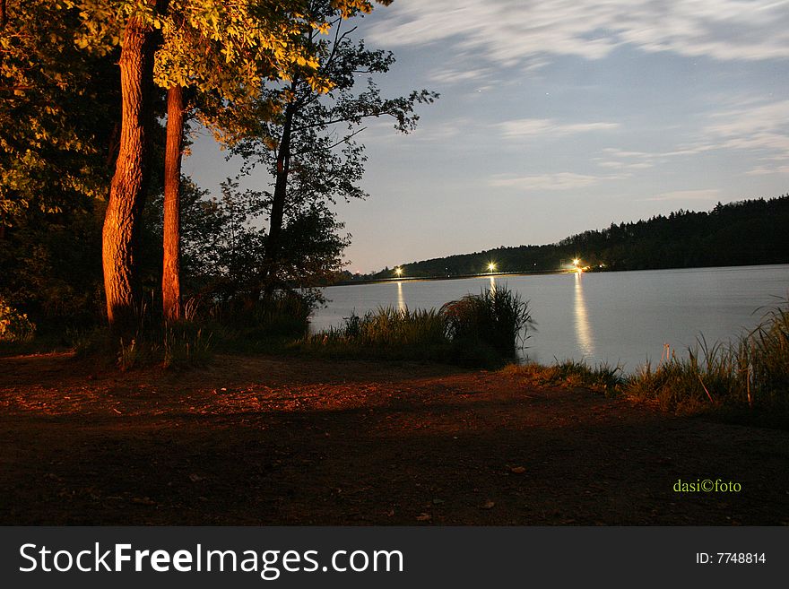 Lake in night