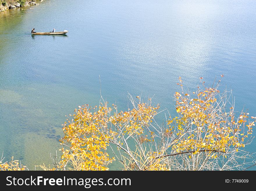 Lake-Lugu charming beautiful scenery in autumn