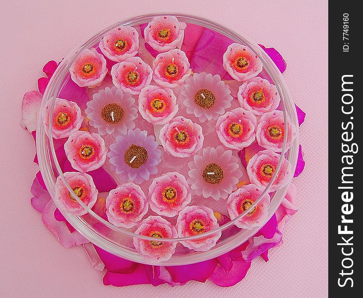 Rose floating candle on a table