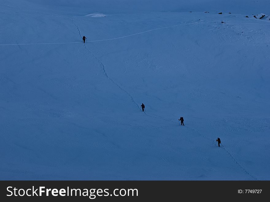 Alpinists in the Retezat mountains, Romania