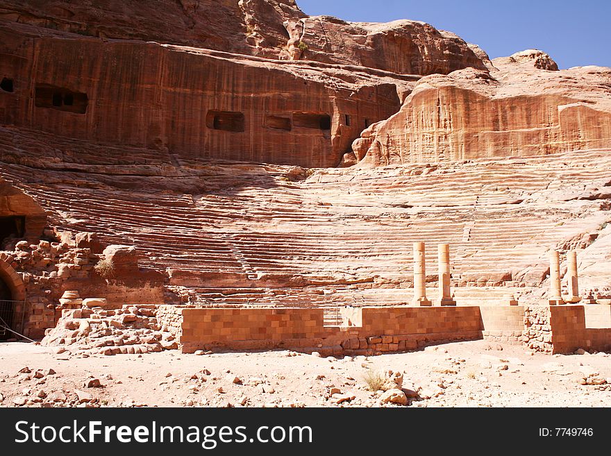 Theatre of rock city Petra  in Jordan