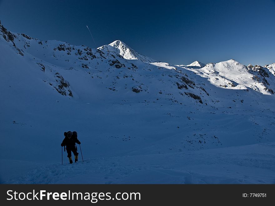 Alpinist in Retezat mountains,Romania