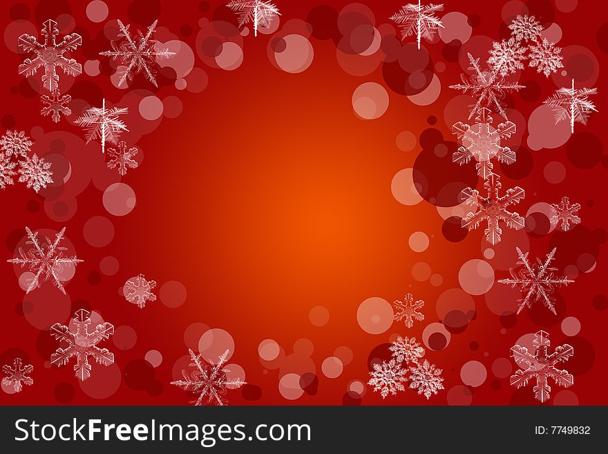 Christmas snow red frame background with snowflakes. Christmas snow red frame background with snowflakes