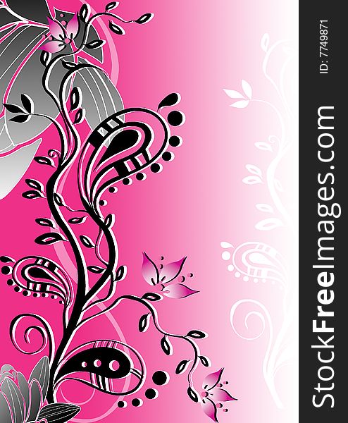 Adstract painted floral on a  pink  background. Adstract painted floral on a  pink  background