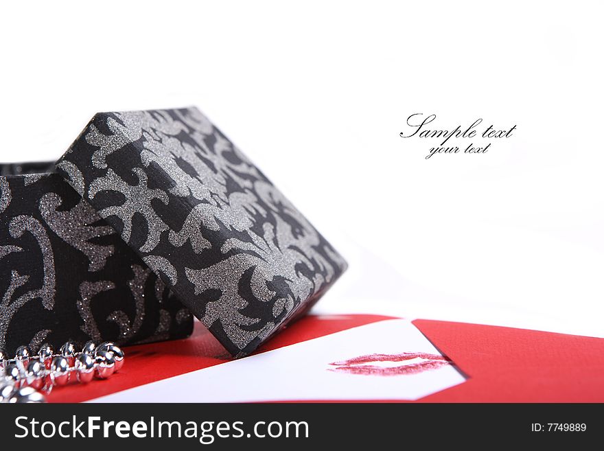 Black Gift Box With A Red Envelope