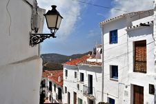 View From Narrow Street In Frigiliana, Spanish White Village Andalusia Royalty Free Stock Images