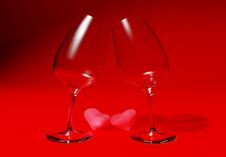 Hearts And Glasses Stock Photography