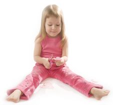 Pretty Small Girl Is Cutting Paper Heart Shape Royalty Free Stock Image Pretty Small Girl Is Cutting Paper Heart Shape Royalty Free Stock Image