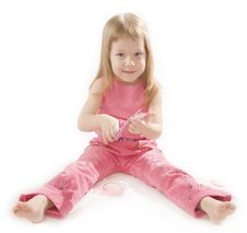Pretty Small Girl Is Cutting Paper Heart Shape Royalty Free Stock Photos Pretty Small Girl Is Cutting Paper Heart Shape Royalty Free Stock Photos