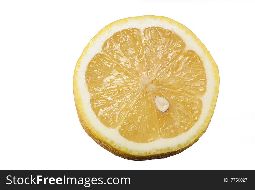 Slit lemon under the light background