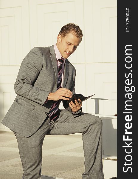 Businessman checking his messages